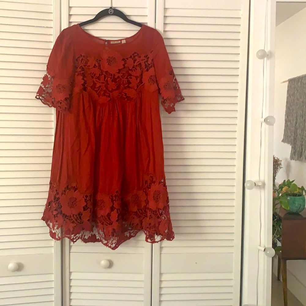Terracotta Smocked Anthropologie Dress